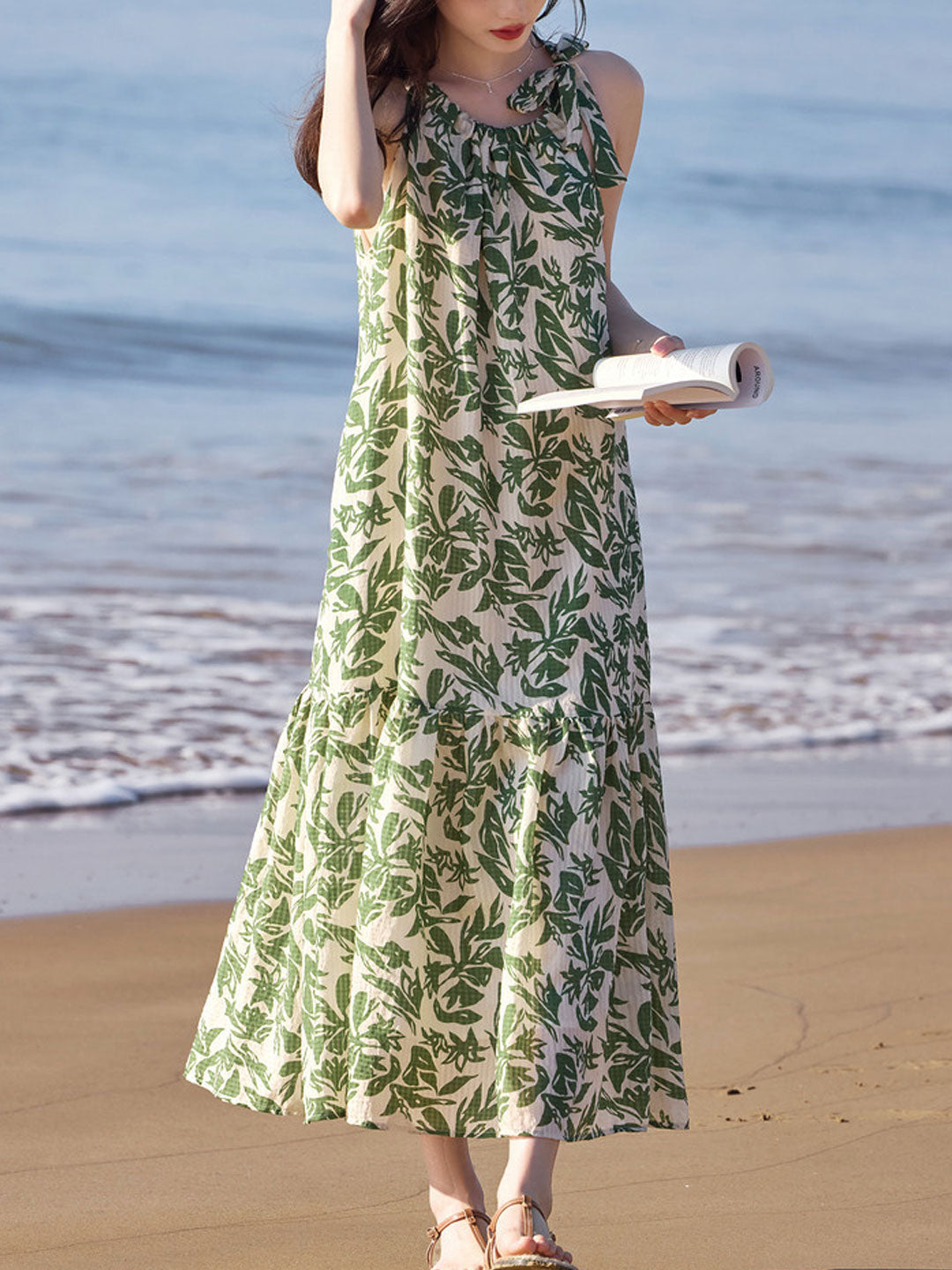 Grace Vacation Floral Printed Tie Dress