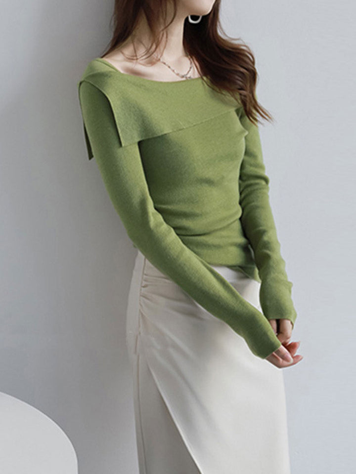 Natalie Classic Off-Shoulder Solid Color Knitted Top