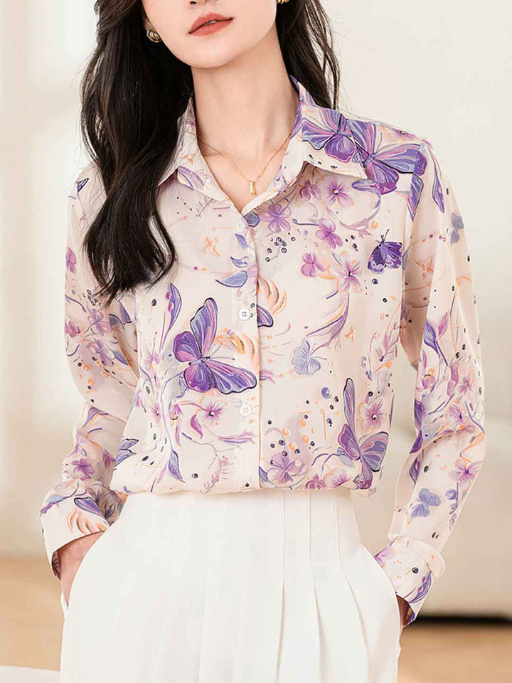 Aaliyah Loose Polo Collar Printed Shirt