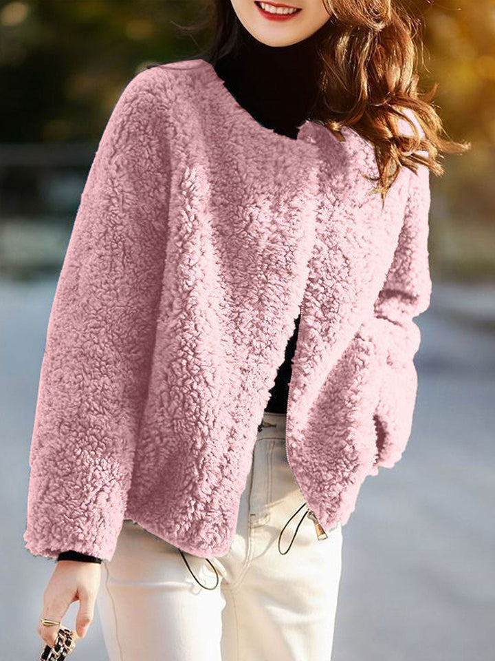 Khloe Casual Solid Color Grain Fleece Outerwear