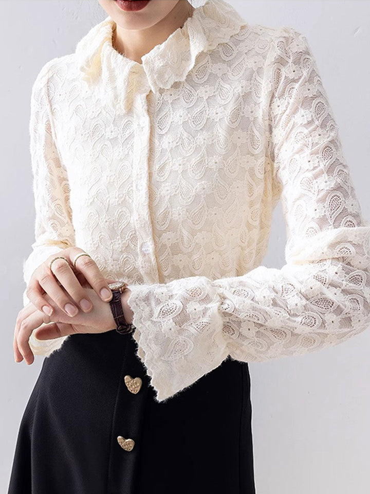 Lauren Classic Flare Sleeve Lace Chiffon Shirt