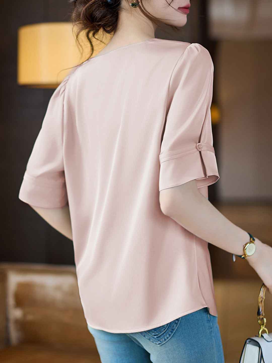 Kaitlyn Loose Embroidered Solid Color Shirt