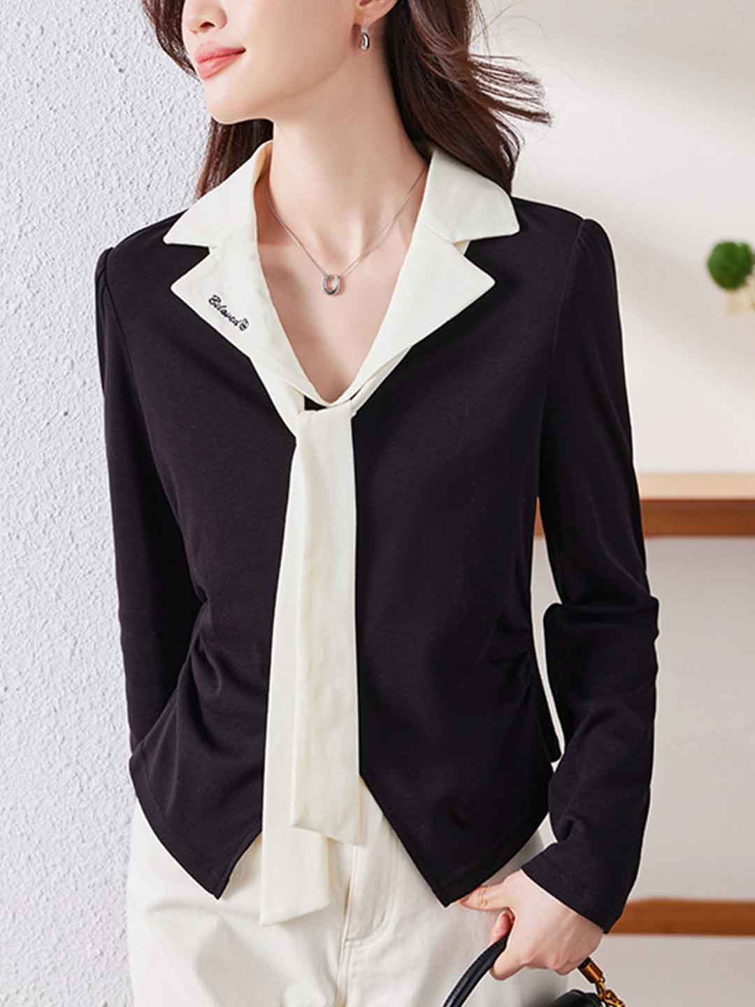 Jasmine Elegant Lapel Slim T-shirt