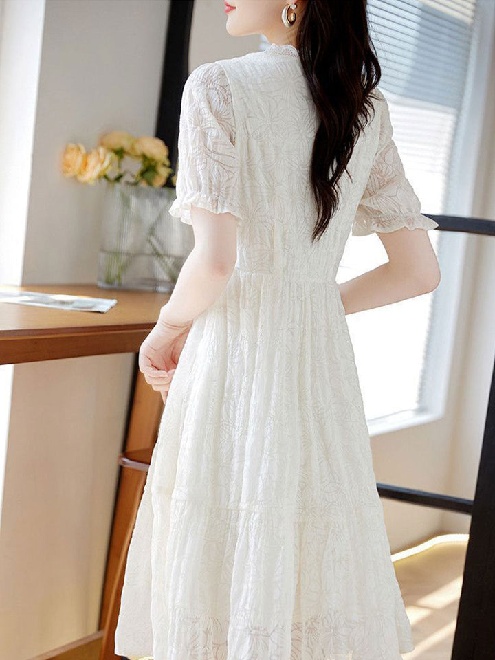 Ashley Elegant V-Neck Lace Patchwork Dress