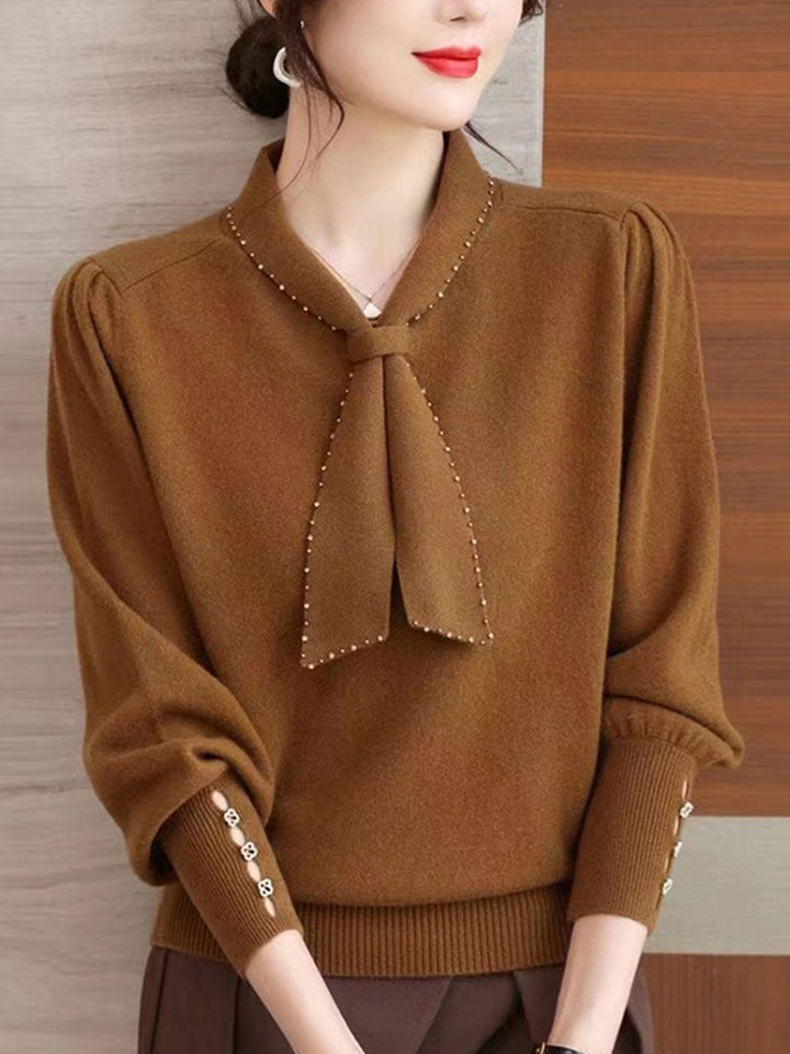 Anna Loose V-Neck Knitted Pullover Sweater