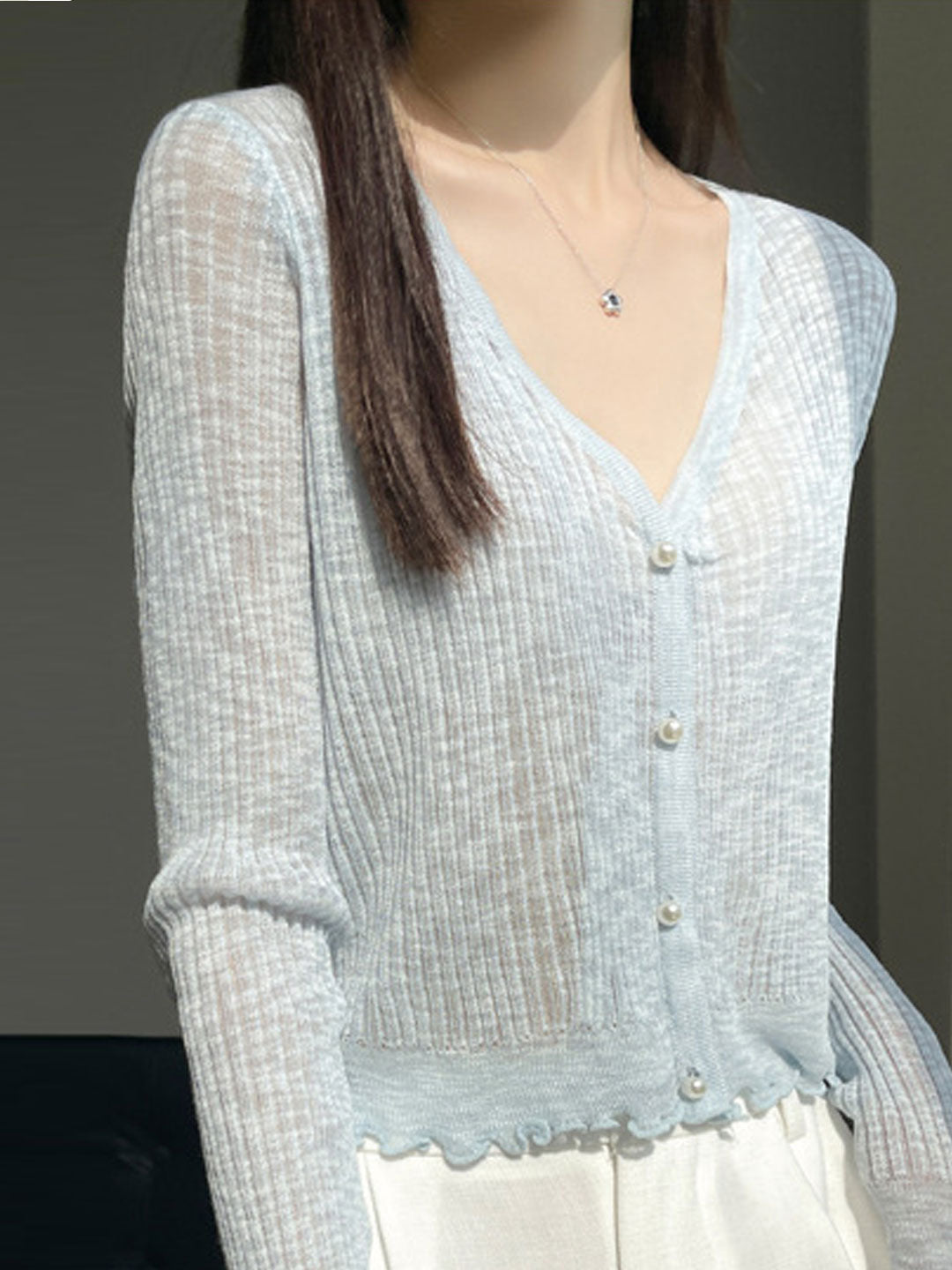 Bella V-Neck Solid Color Auricular Knitted Cardigan