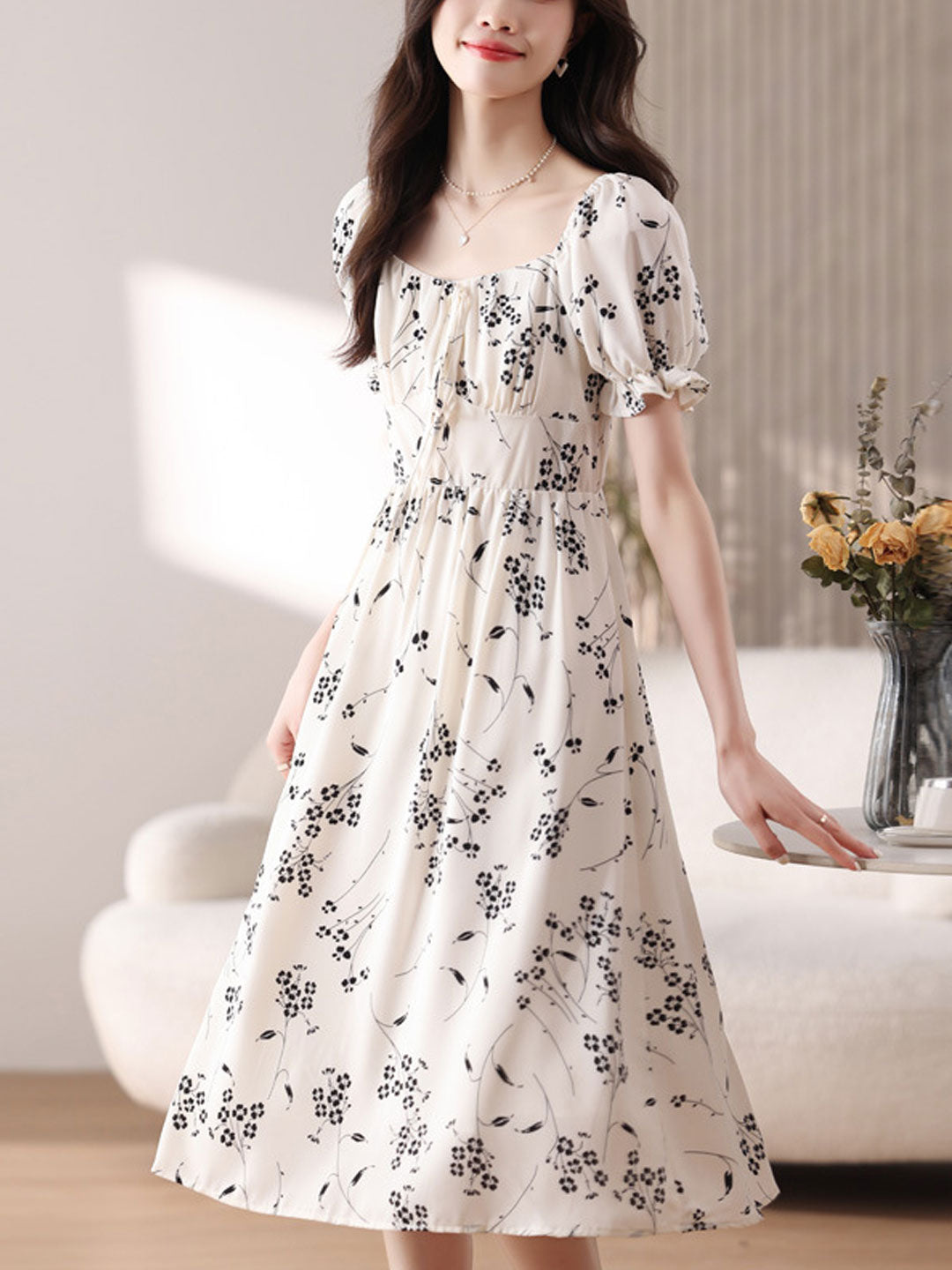 Bailey Elegant Puff Sleeve Floral Printed Dress