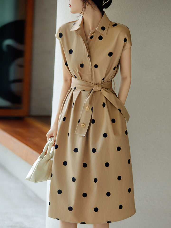 Rachel Vintage Crew Neck Polka Dot Dress