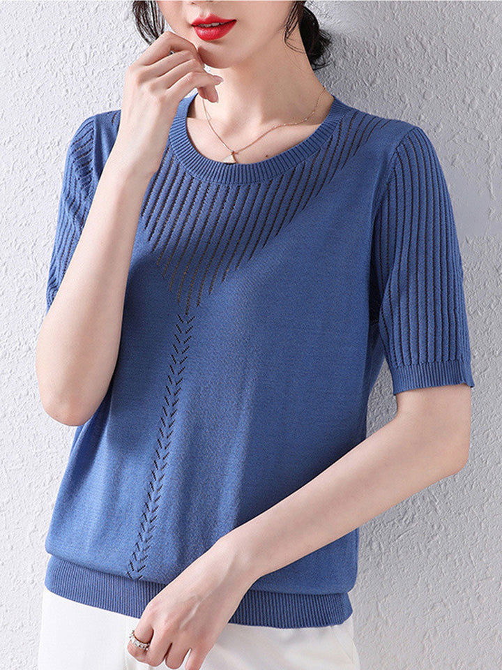 Sophie Loose Crew Neck Hollow Knitted Top