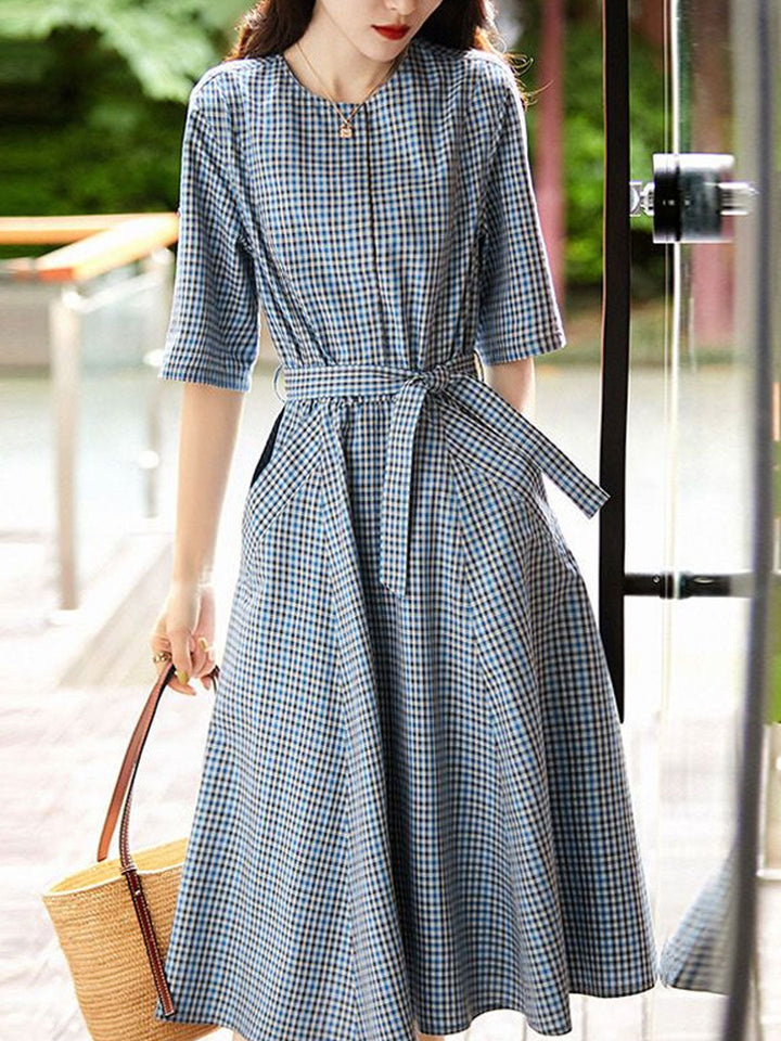 Zoey Classic Crew Neck Plaid Dress