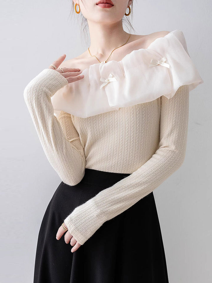 Sophie Slim Off-shoulder Lace Knitted Top