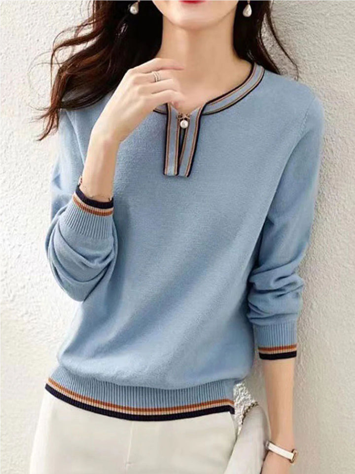 Lauren Classic Contrasting Color Knitted Pullover Top