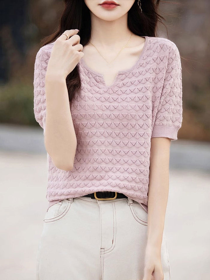 Chloe Loose Crew Neck Hooked Knitted Top