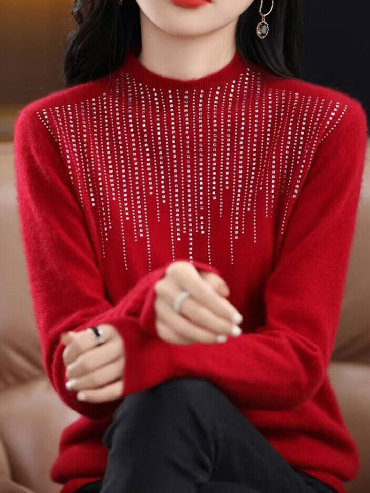 Mia Clssic Crew Neck Diamond Knitted Sweater