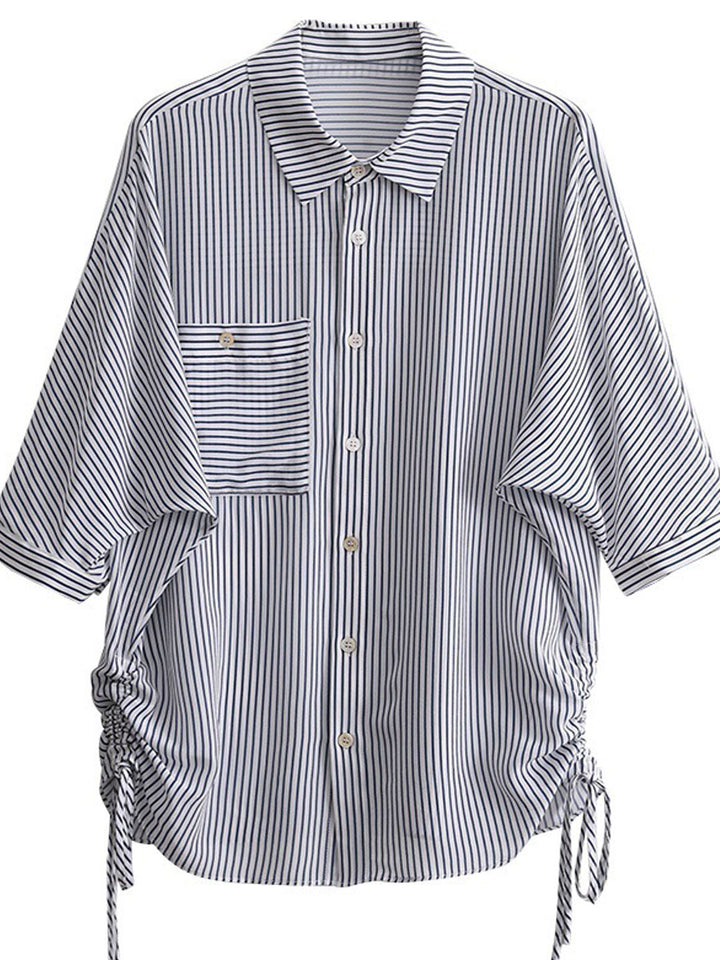 Julia Loose Striped Drawstring Top