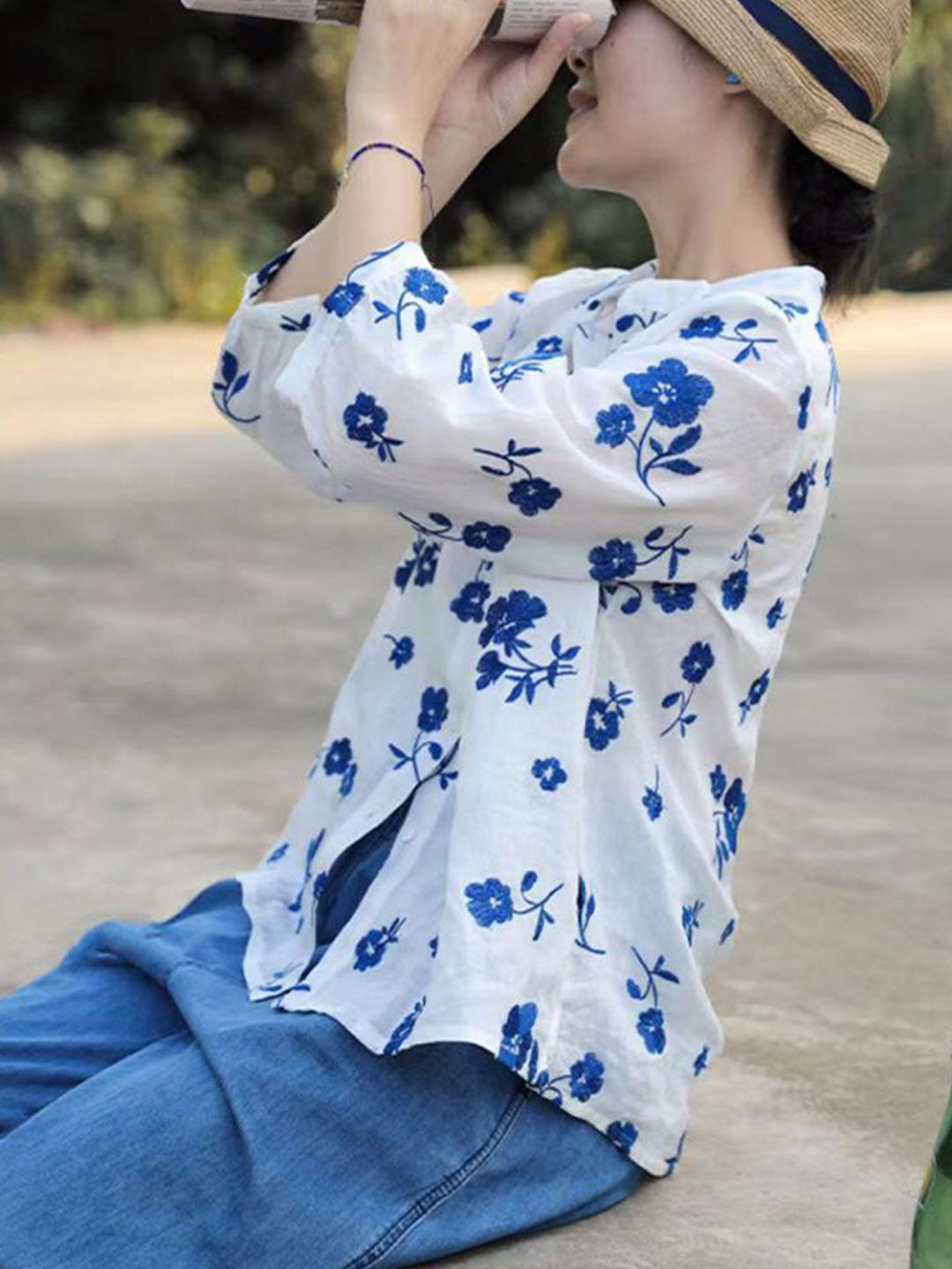 Camila Retro Floral Printed Blouse