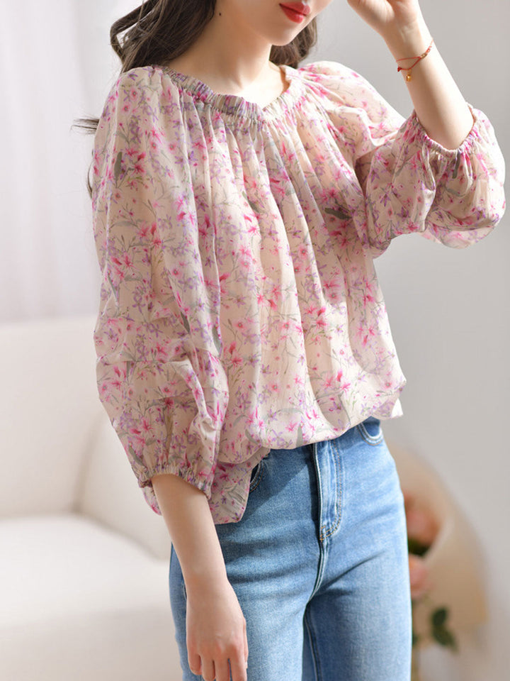 Emma Casual Puff Sleeve Off Shoulder Floral Top