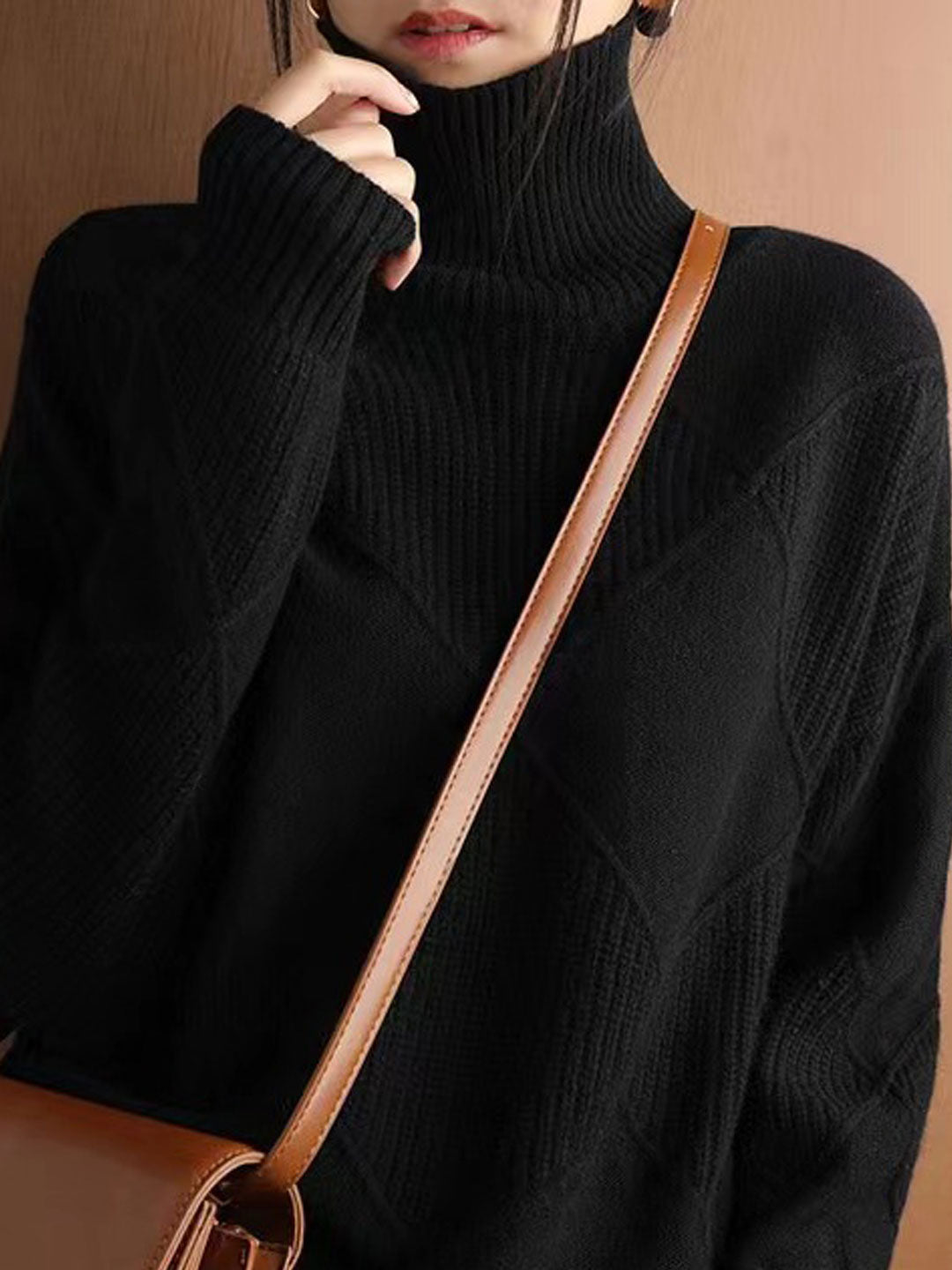 Emma Loose Turtleneck Solid Color Knitted Sweater