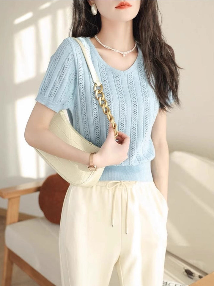 Trinity Loose Crochet Hollowed Knitted Top