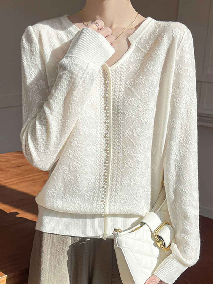 Olivia Loose V-Neck Solid Color Knitted Top