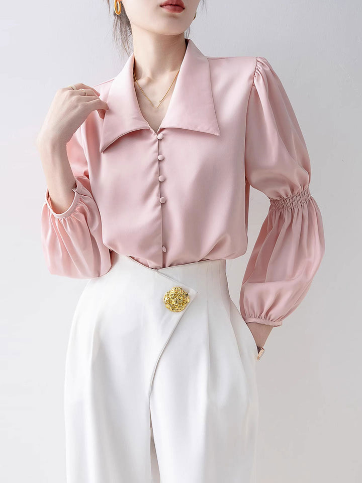 Rachel Classic Balloon Sleeve Lapel Shirt