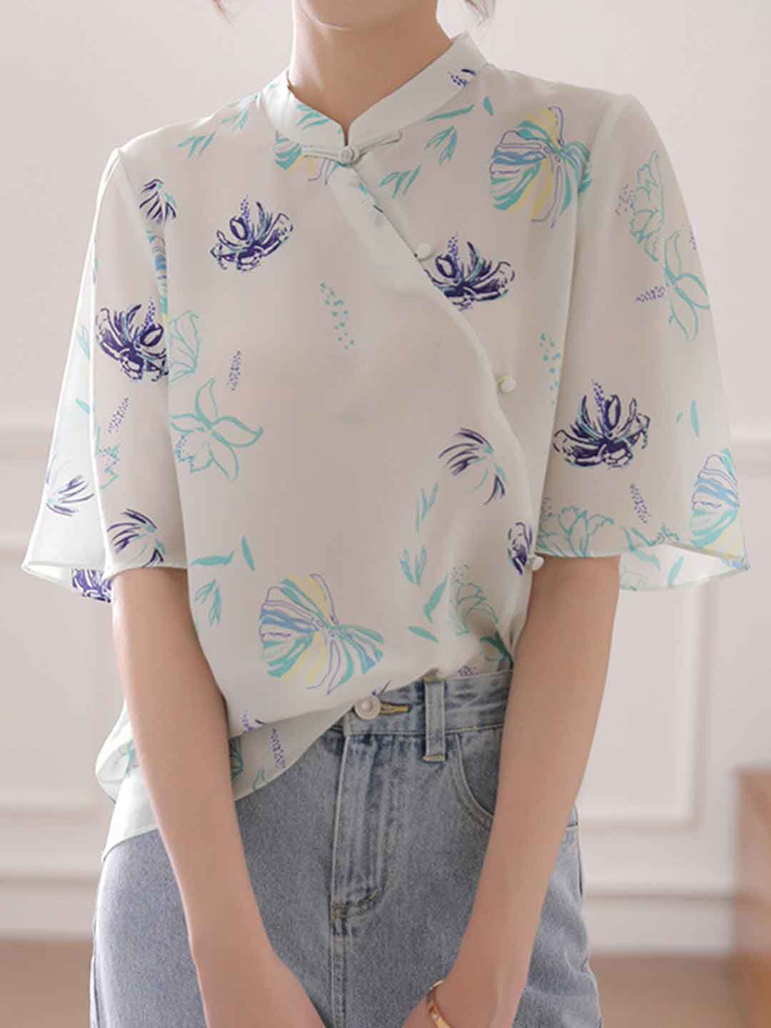 Julia Loose Printed Button Shirt