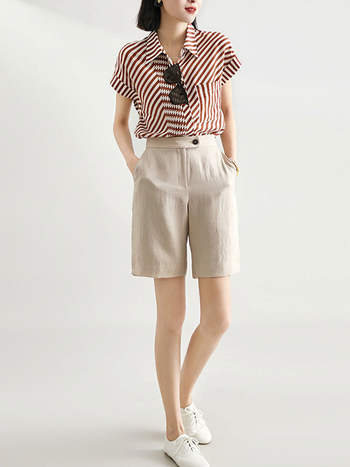 Kayla Casual Asymmetrical Striped Shirt