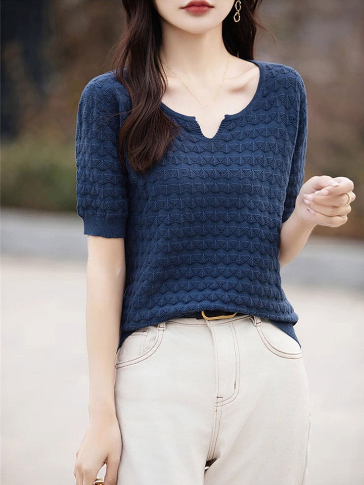 Chloe Loose Crew Neck Hooked Knitted Top