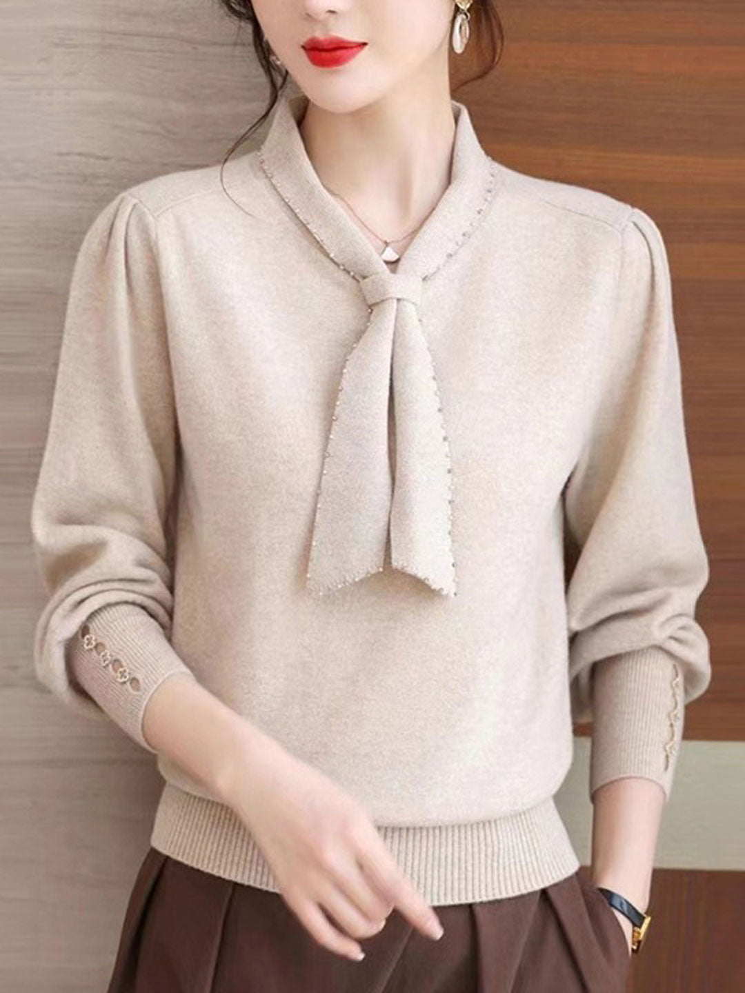 Anna Loose V-Neck Knitted Pullover Sweater