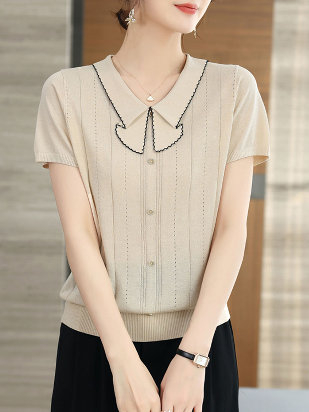 Amelia Loose V-Neck Solid Color Knitted Top