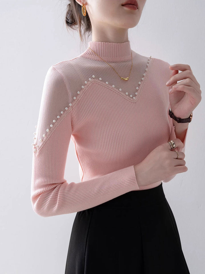 Rachel Elegant Beaded Panel Knitted Top