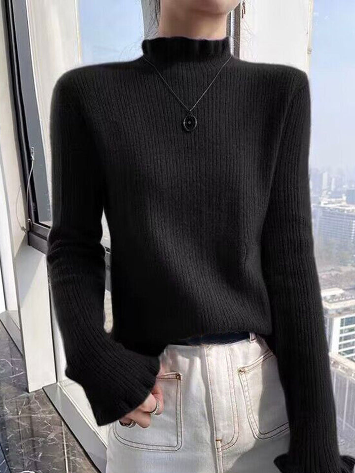 Kayla Slim Auricular Solid Color Knitted Top