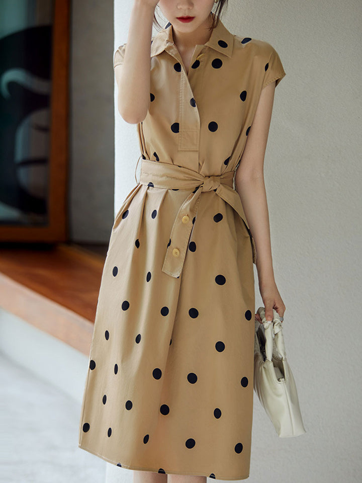 Rachel Vintage Crew Neck Polka Dot Dress