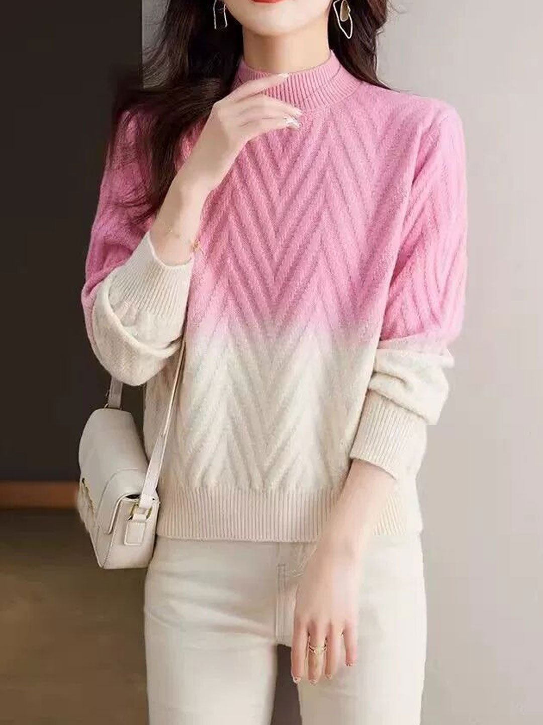 Emily Classic Ombre Turtleneck Knitted Sweater