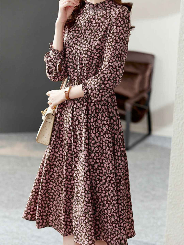 Hannah Retro Lotus Leaf Collar Floral Dress