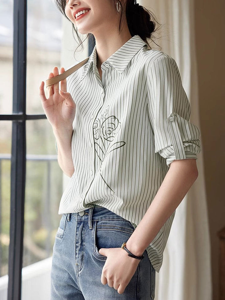 Brooke Polo Printed Striped Shirt