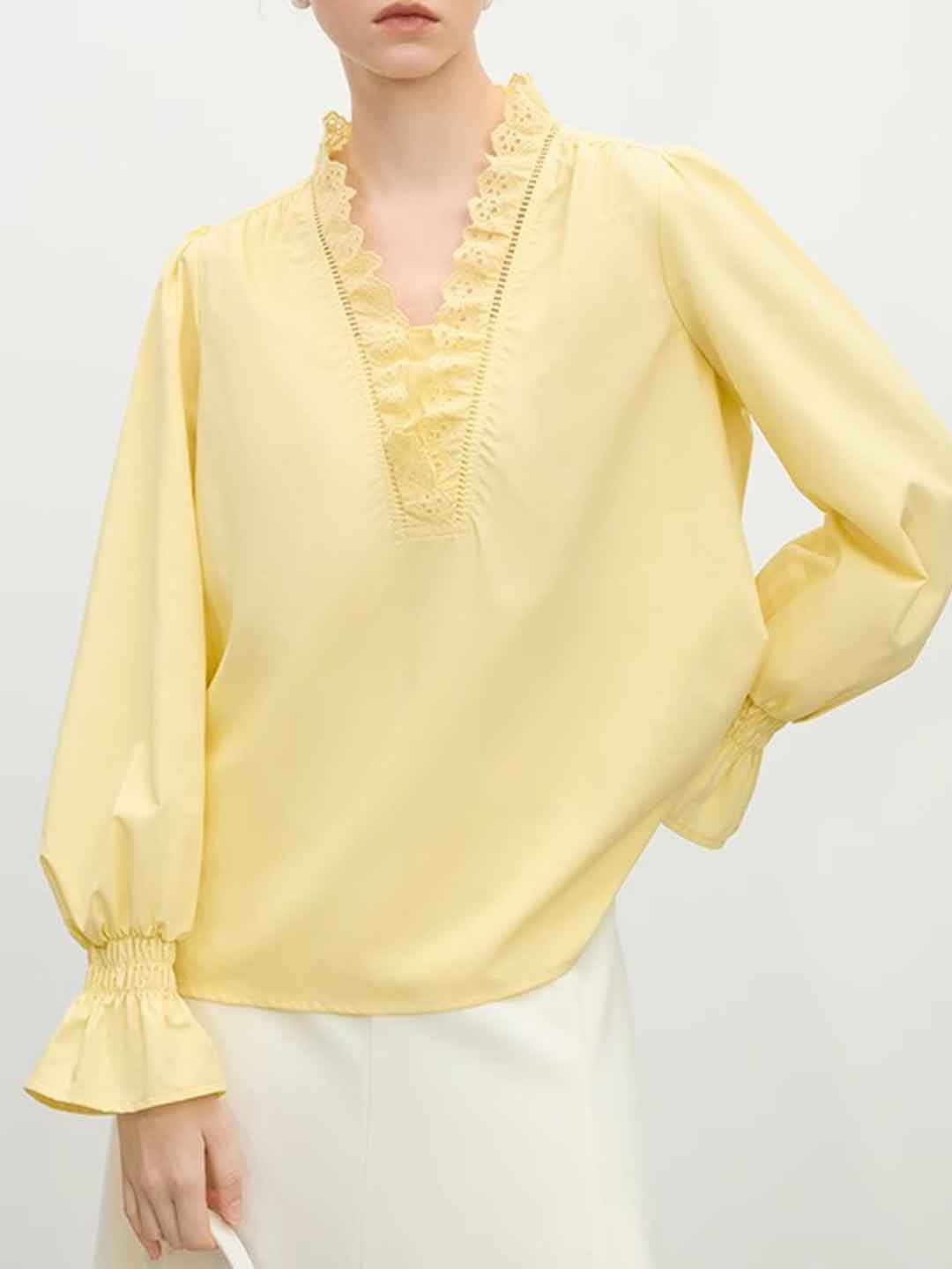 Lauren Loose V-Neck Flare Sleeve Shirt