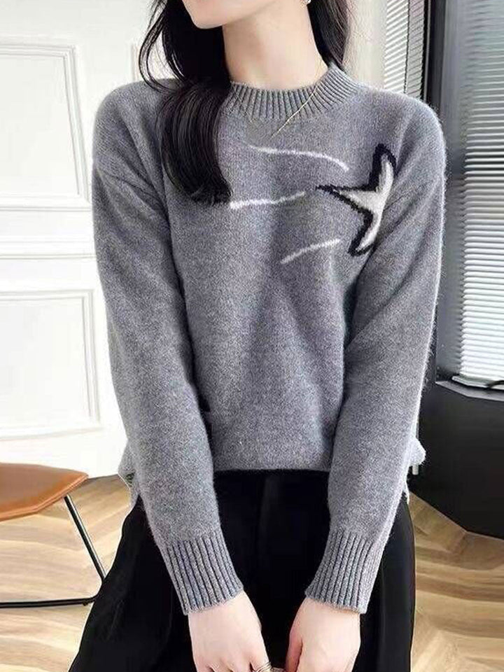 Ava Loose Crew Neck Ribbed Knitted Top