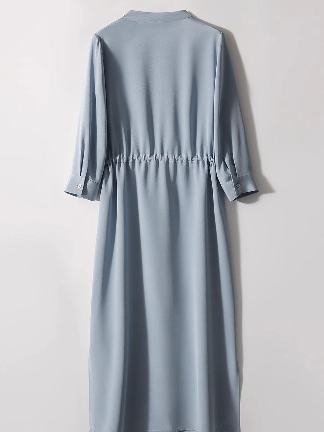 Claire Elegant V-Neck Puff Sleeve Solid Color Dress