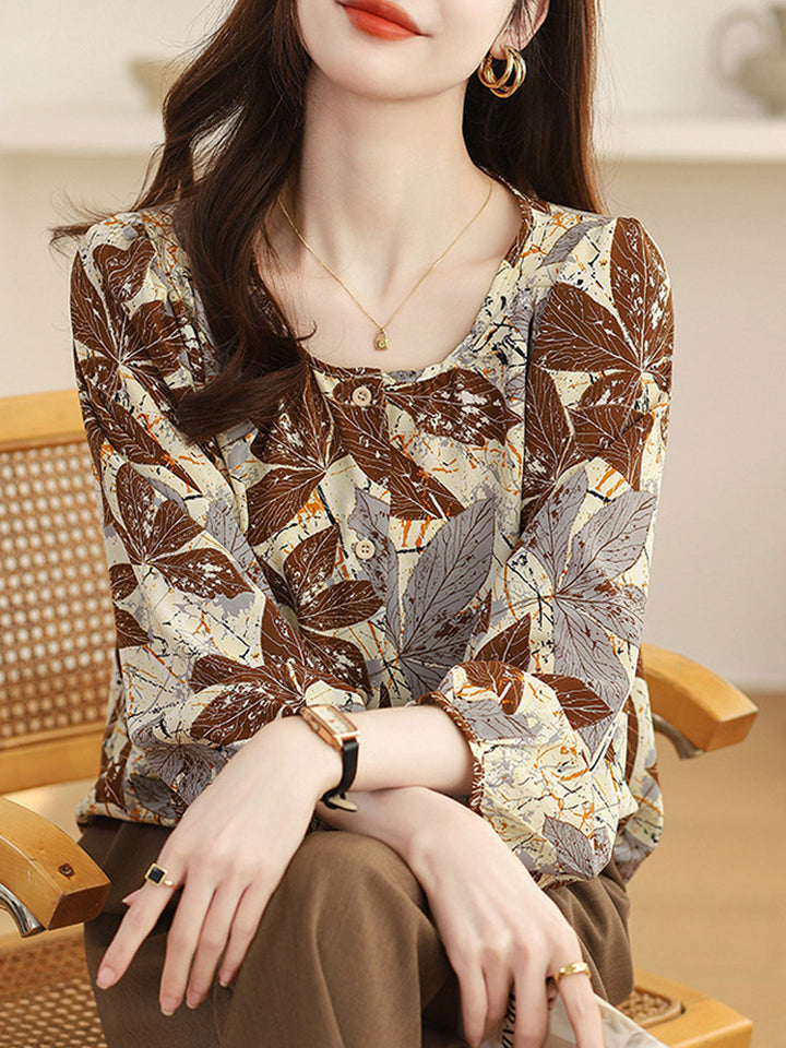 Zoey Retro Lantern Sleeve Floral Printed Top