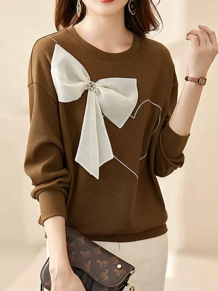 Melanie Loose Crew Neck Bow Sweatshirt