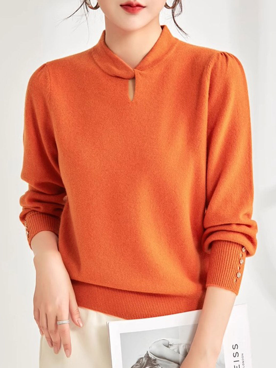 Brooke Casual Crew Neck Solid Color Knitted Top