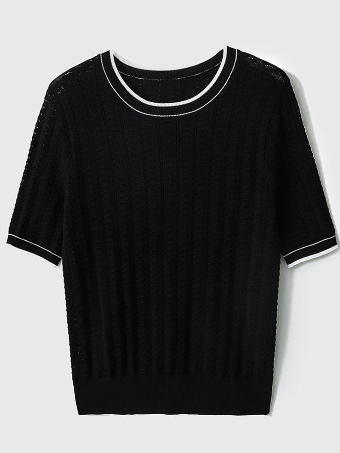 Sarah Loose Crew Neck Textured Knitted Top