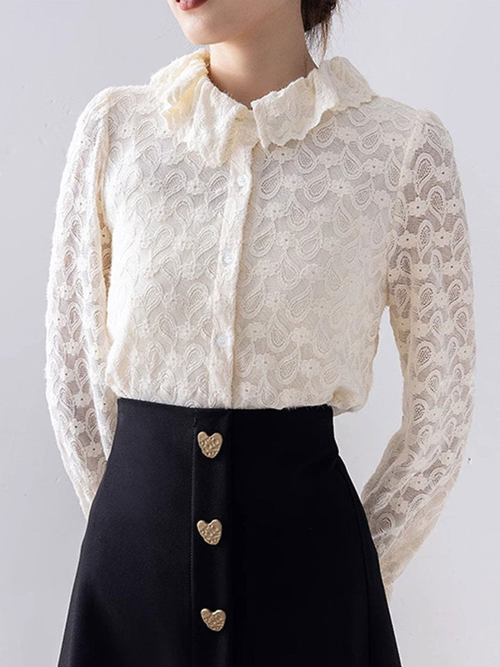 Lauren Classic Flare Sleeve Lace Chiffon Shirt