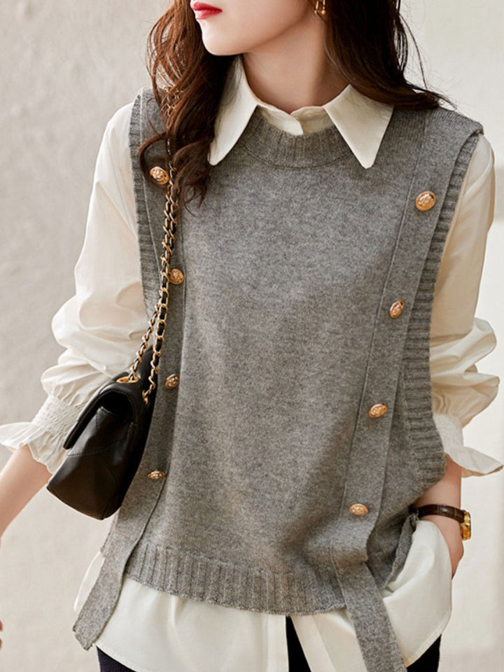 Abigail Loose Button Knitted Vest