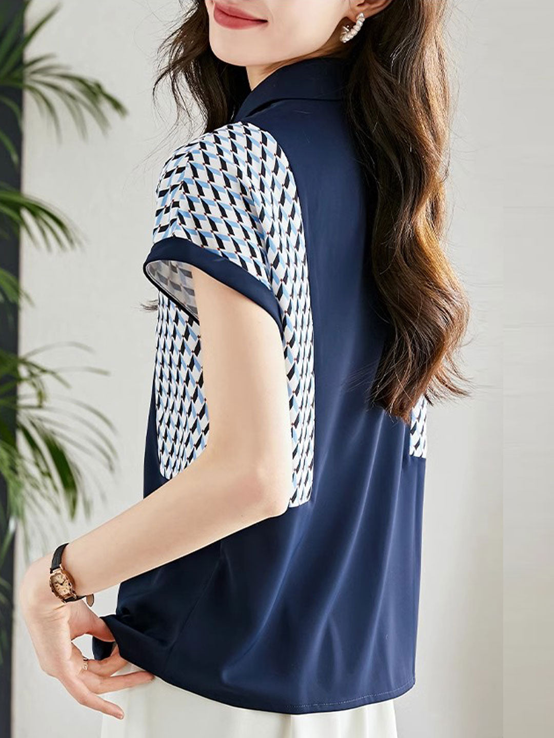 Raya Classic Polo Patchwork Printed Top