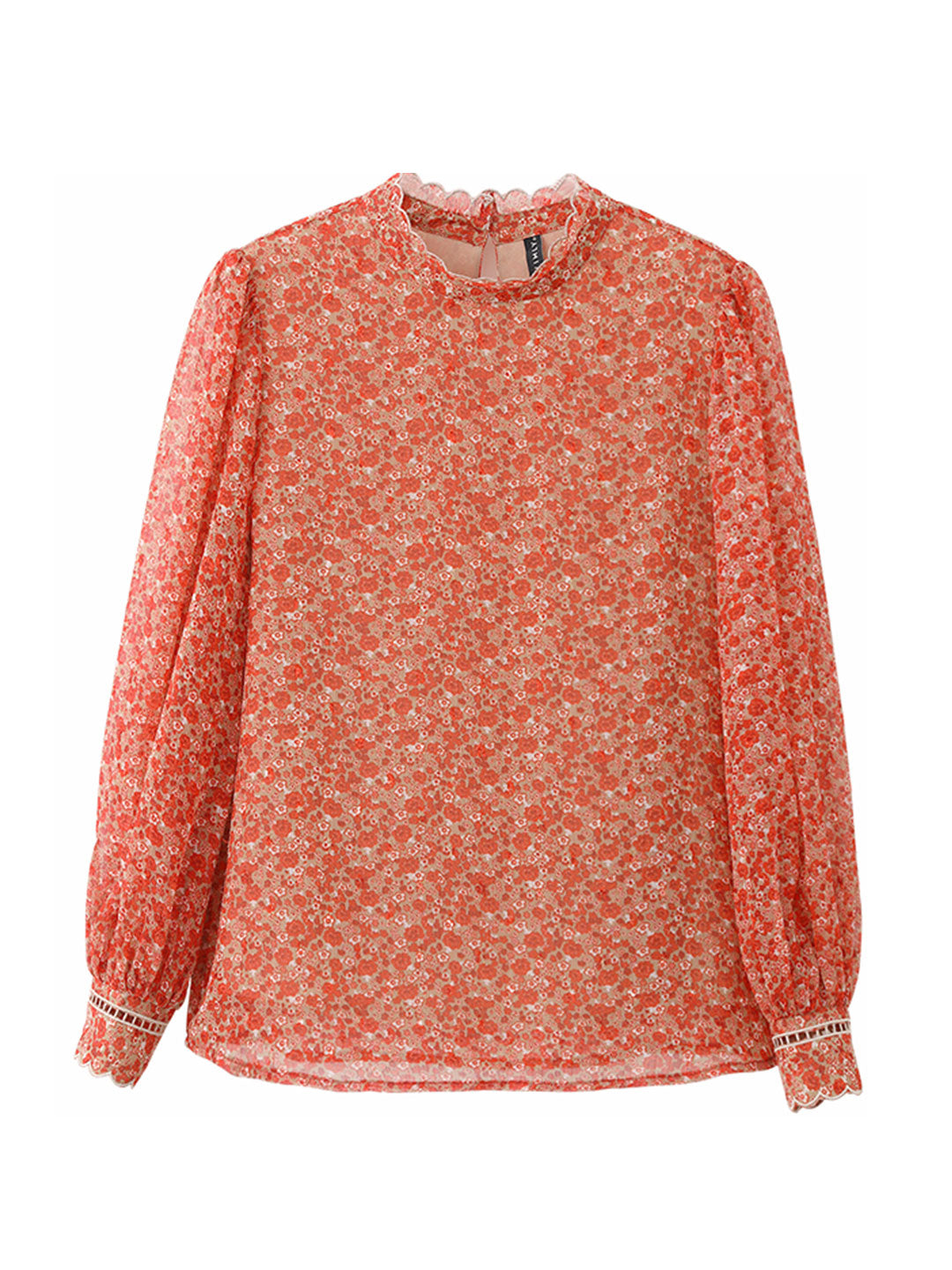 Chloe Retro Floral Printed Chiffon Blouse