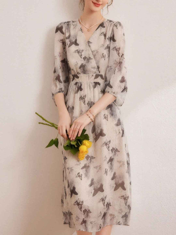 Katherine Loose V-Neck Printed Dress