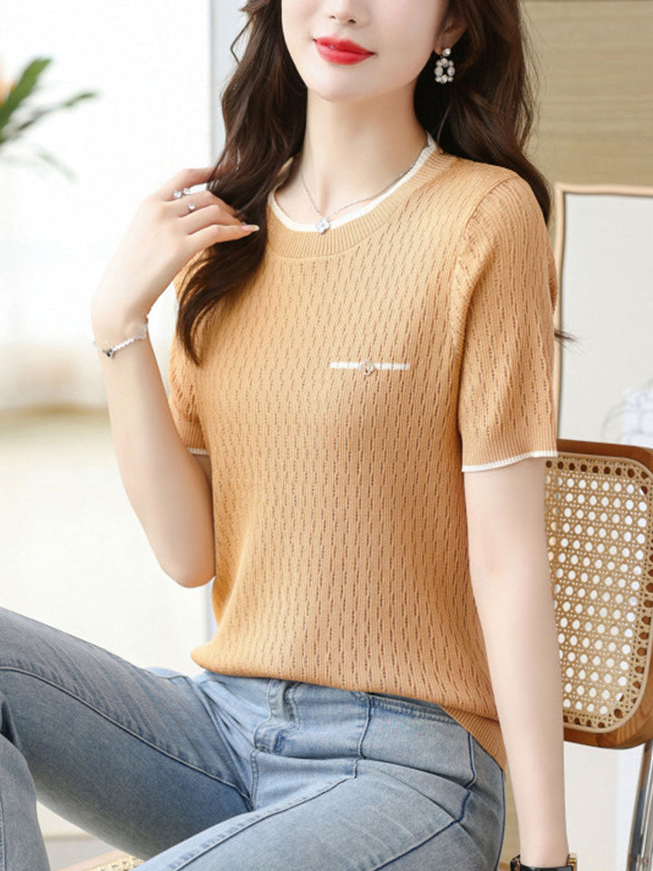 Emma Classic Crew Neck Hook Knitted Top