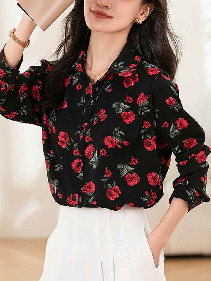 Aaliyah Loose Polo Collar Printed Shirt